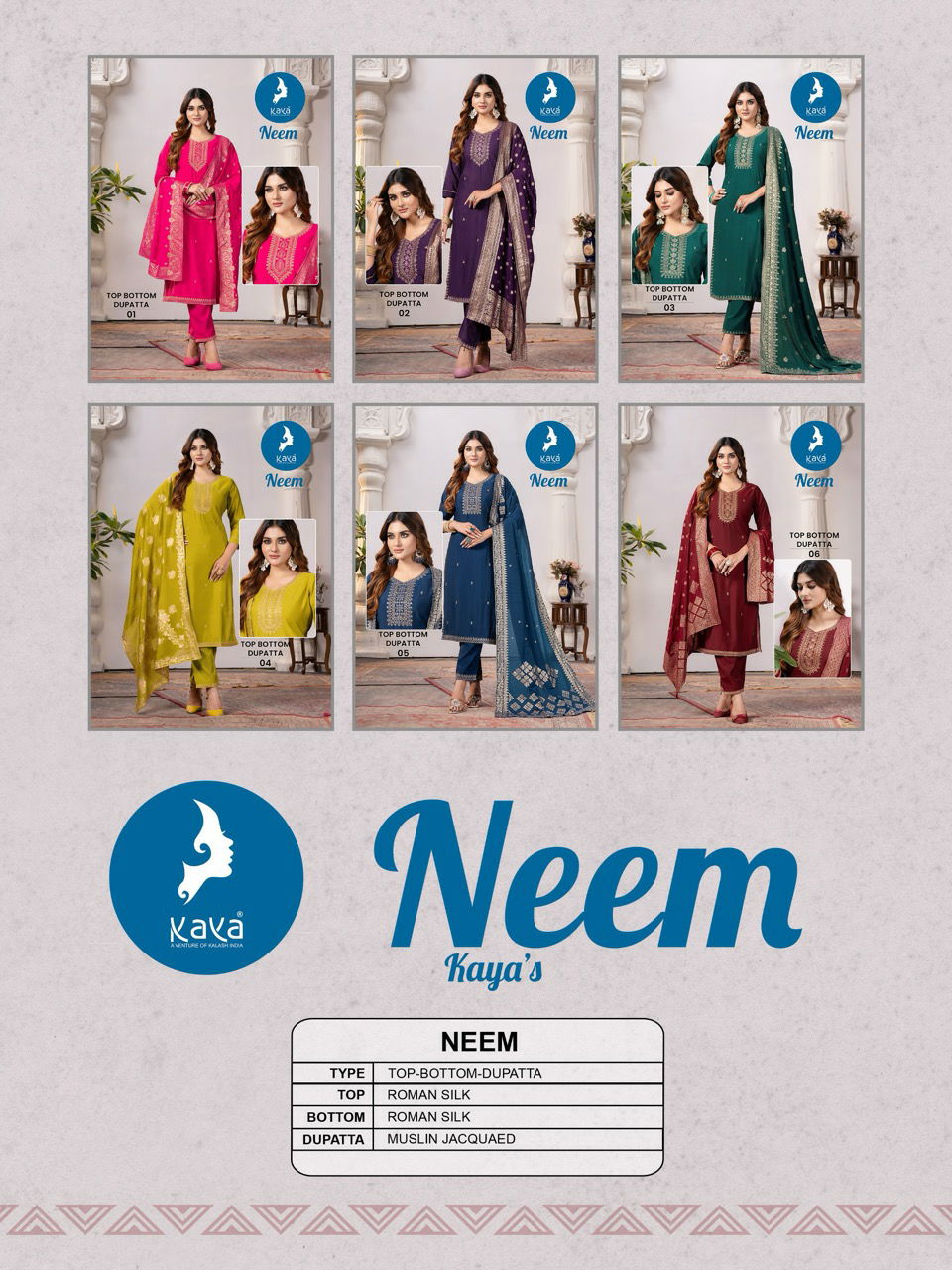 Neem By Kaya Roman Silk Designer Kurti With Bottom Dupatta Wholesale Shop In Surat